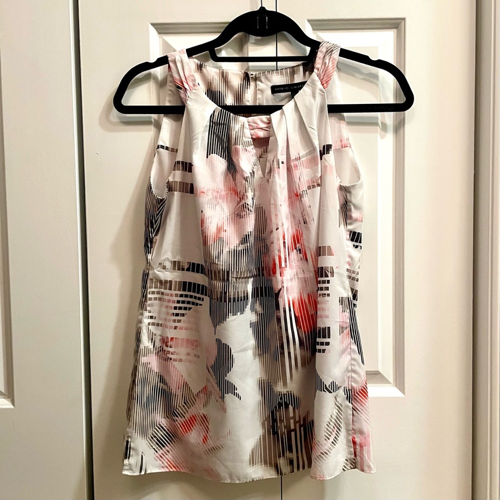 ‼️LAST CALL‼️ WHBM Abstract Floral Striped Blouse Tank Top Sleeveless Geometric